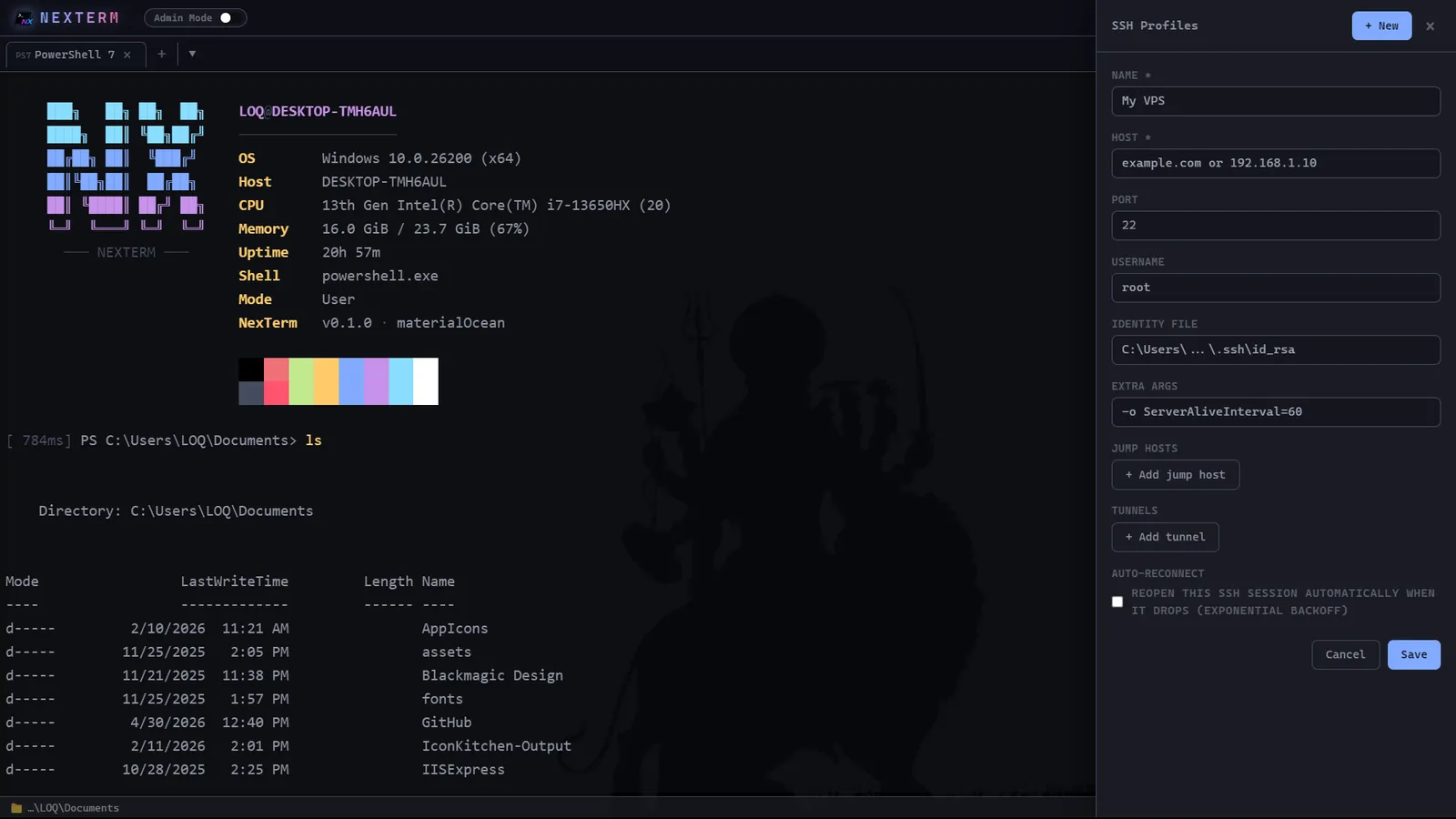 NexTerm: SSH profiles